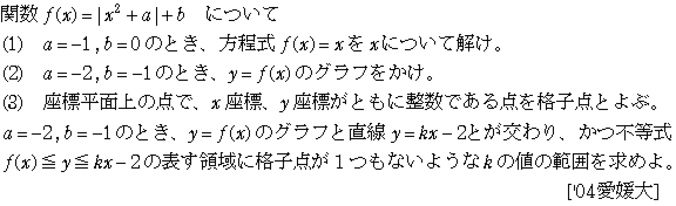 数学1 二次関数 二次関数 問題11の問題画像
