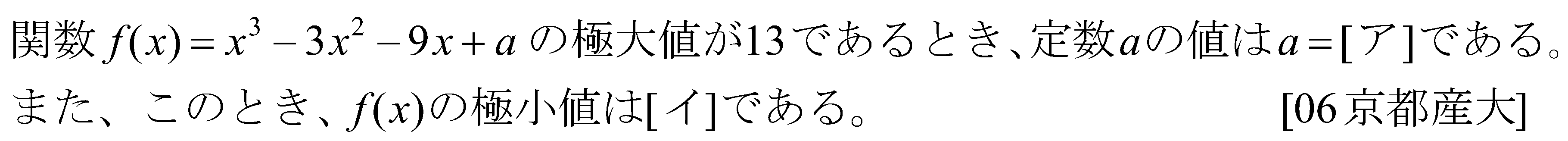数学2 微分法 グラフ・増減・極値 問題8の問題画像