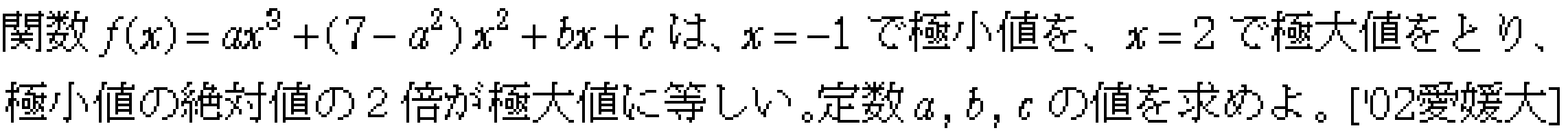 数学2 微分法 グラフ・増減・極値 問題10の問題画像