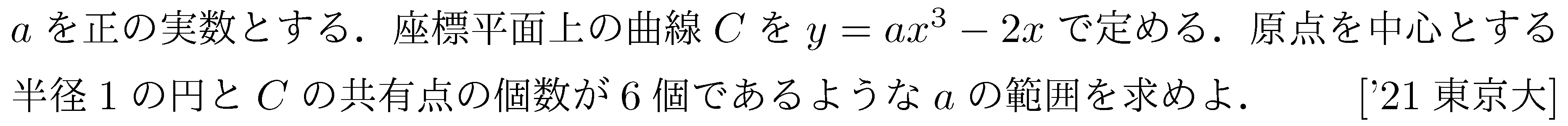 数学2 微分法 最大最小・解の個数 問題70の問題画像