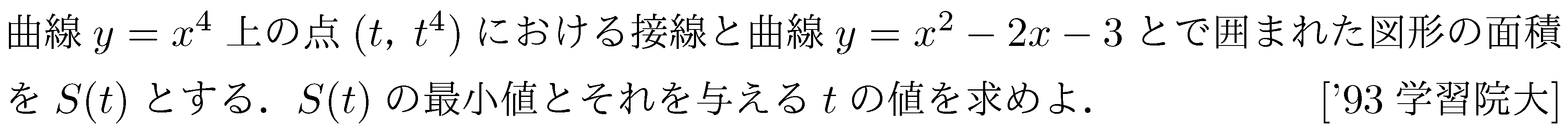 数学2 積分法 面積・接線 問題9の問題画像