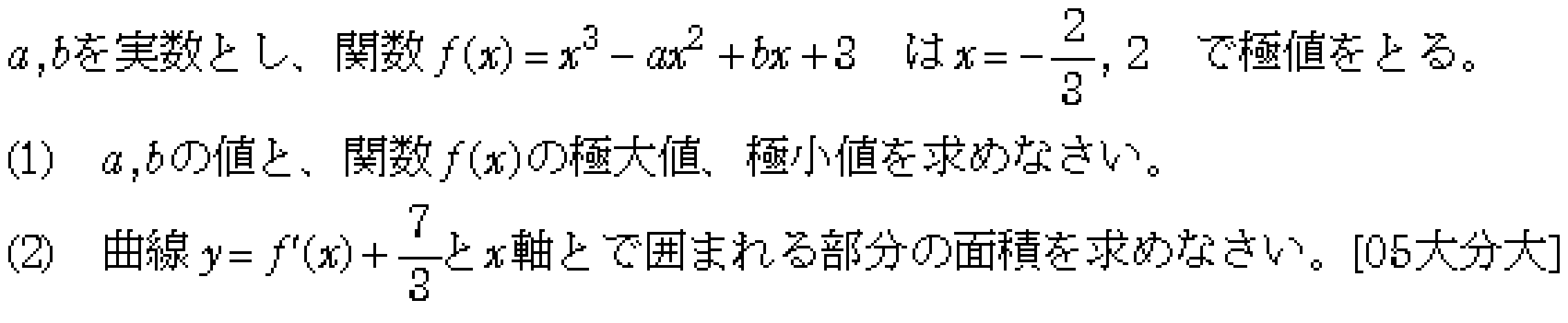 数学2 積分法 面積・接線 問題10の問題画像