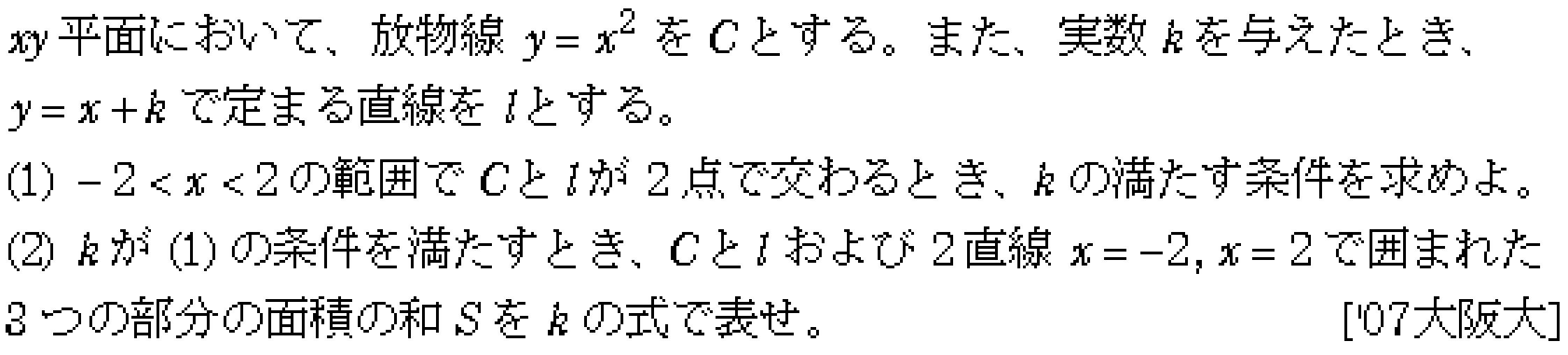 数学2 積分法 面積・接線 問題16の問題画像
