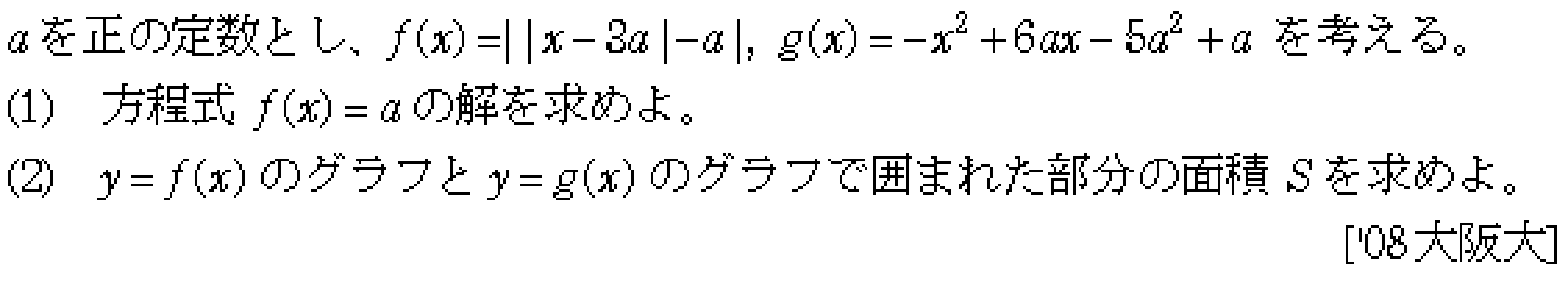 数学2 積分法 面積・接線 問題20の問題画像