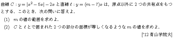数学2 積分法 面積・接線 問題68の問題画像