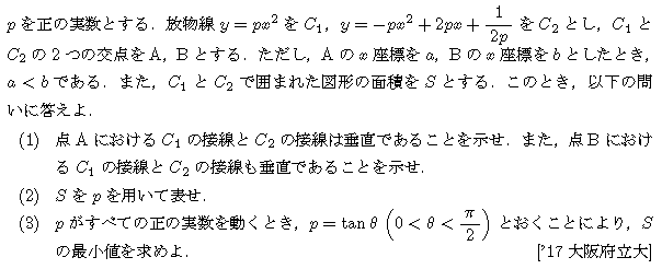 数学2 積分法 面積・接線 問題73の問題画像