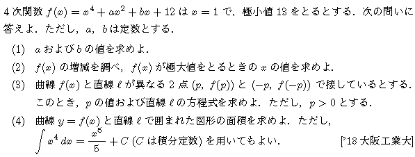 数学2 積分法 面積・接線 問題77の問題画像