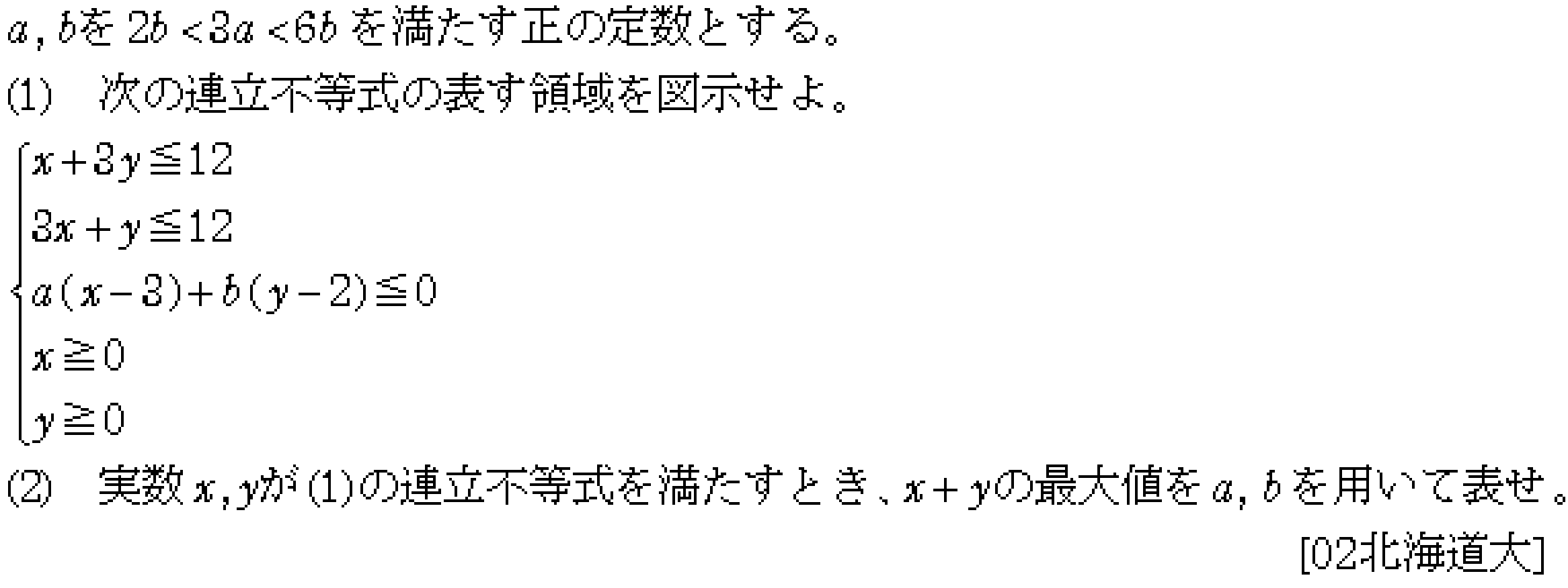 数学2 図形と式 線形計画法 問題3の問題画像