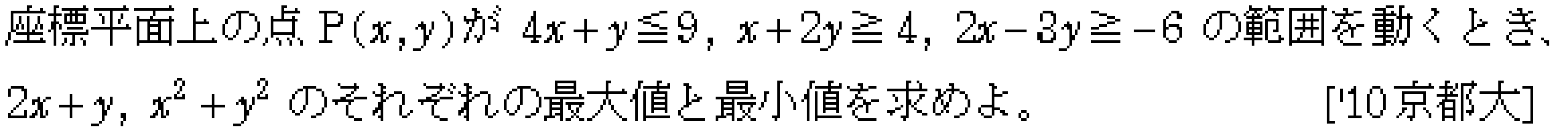 数学2 図形と式 線形計画法 問題6の問題画像