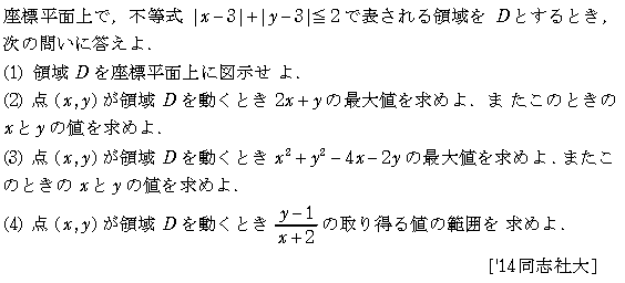 数学2 図形と式 線形計画法 問題11の問題画像