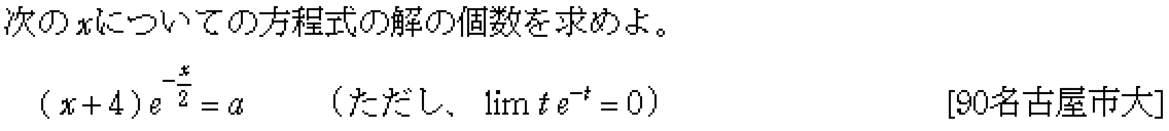 数学3 微分法 最大最小・解の個数 問題10の問題画像