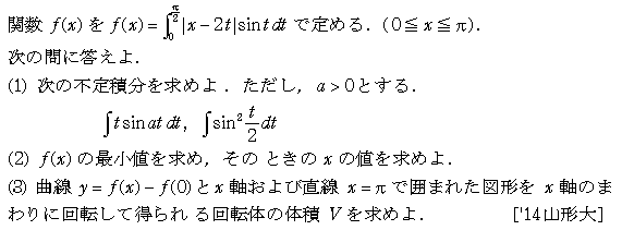 数学3 積分法 体積 問題71の問題画像