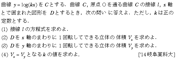 数学3 積分法 体積 問題75の問題画像