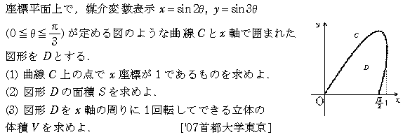 数学3 積分法 体積 問題80の問題画像