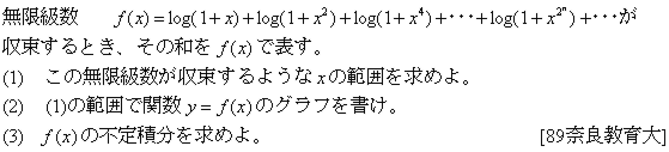 数学3 積分法 定積分・面積 問題14の問題画像