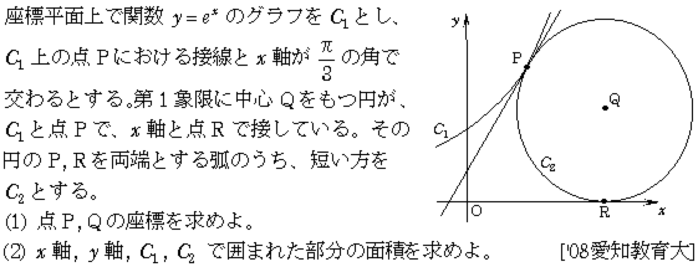 数学3 積分法 定積分・面積 問題124の問題画像