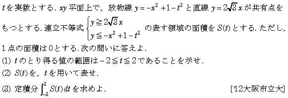 数学3 積分法 定積分・面積 問題178の問題画像