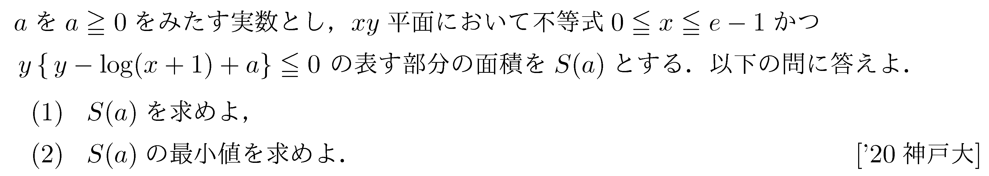 数学3 積分法 定積分・面積 問題267の問題画像