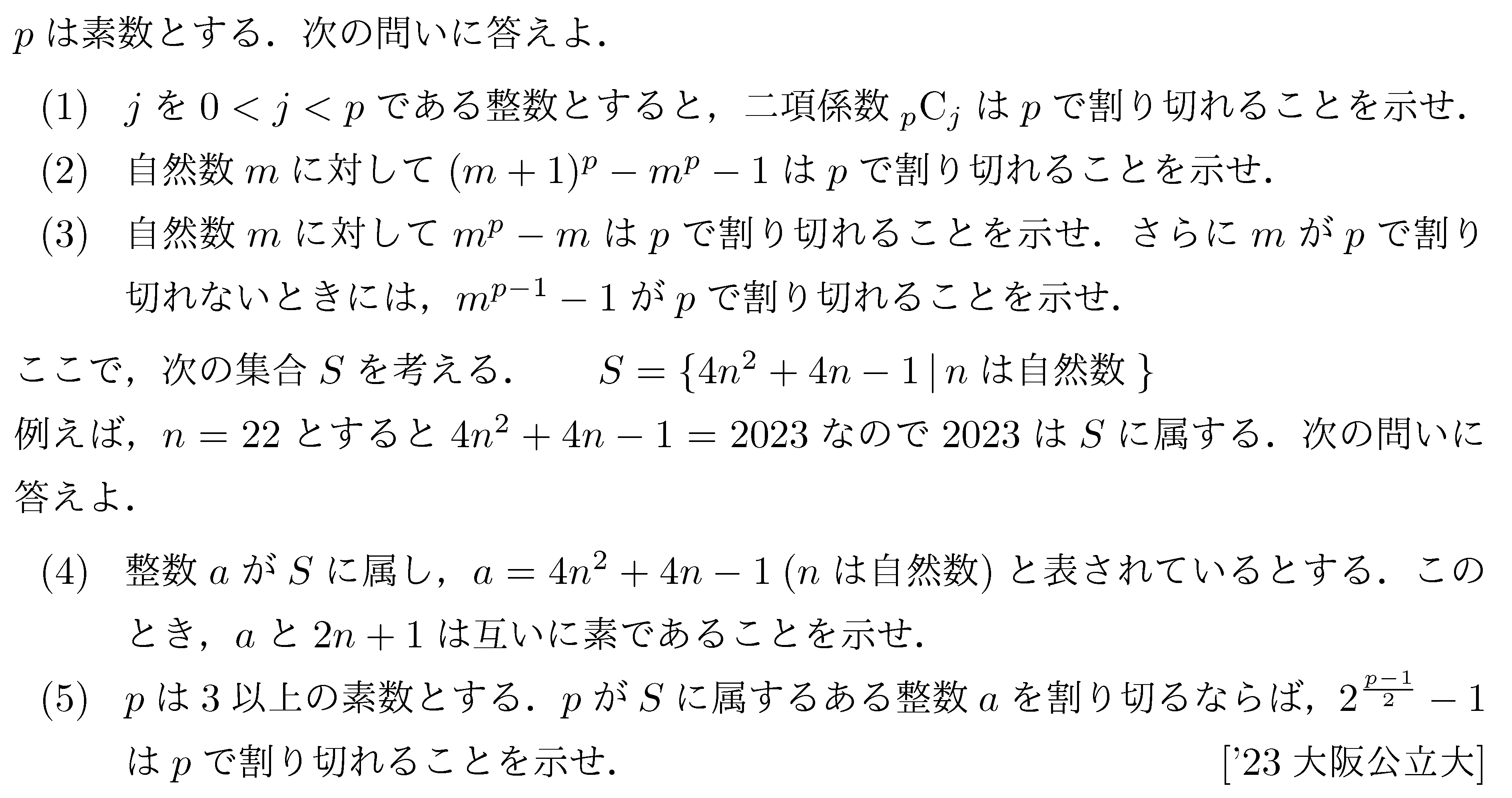 数学A 整数問題 フェルマーの小定理 問題10の問題画像