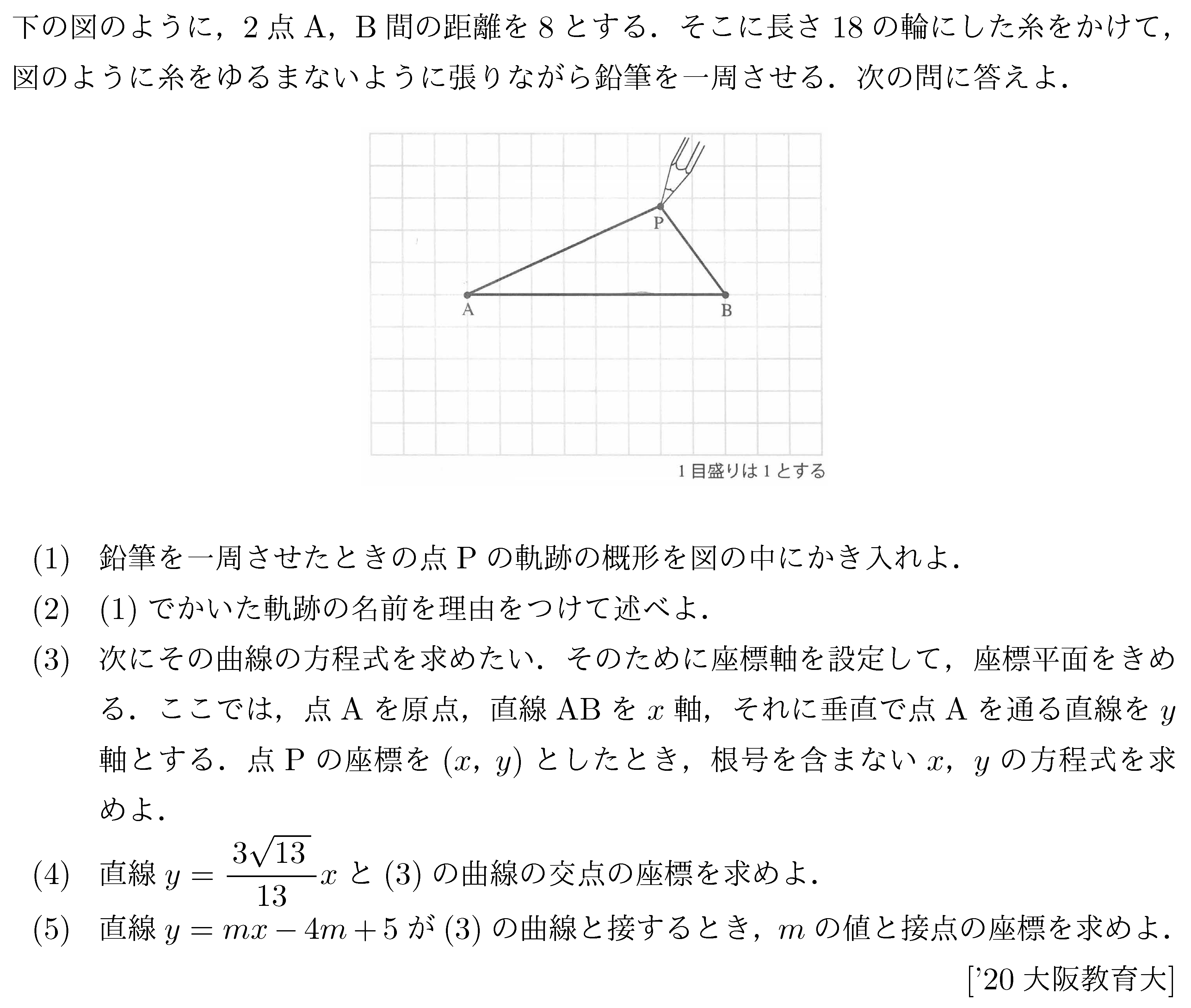 数学C 式と曲線 楕円 問題21の問題画像