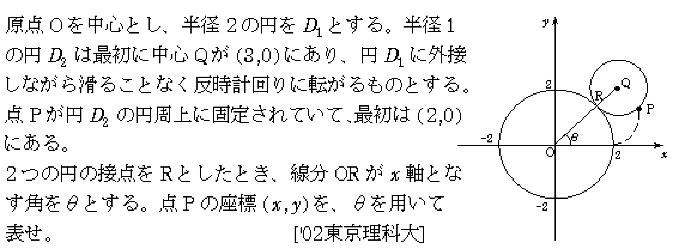 数学C 式と曲線 媒介変数関数 問題1の問題画像